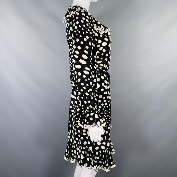 MARC JACOBS Size 4 Black White Polka Dot Wrap Dress - Picture 3 of 5